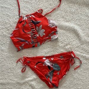 Athleta Red Floral Bikini